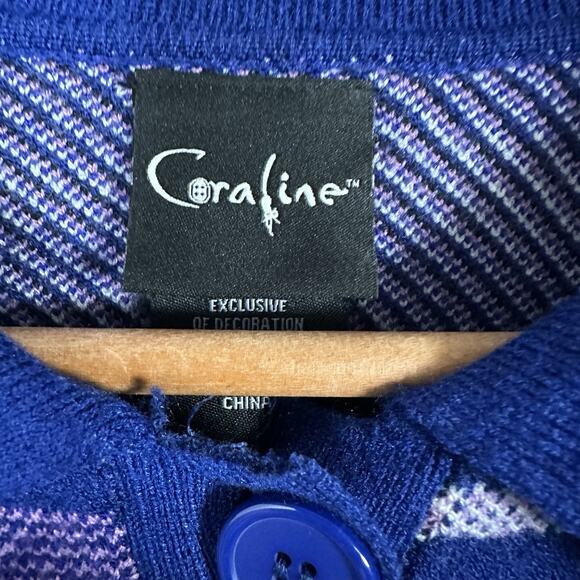 Coraline x Laika BoxLunch Cardigan Sweater 2X Blue Purple Recycled Knit - Picture 3 of 8